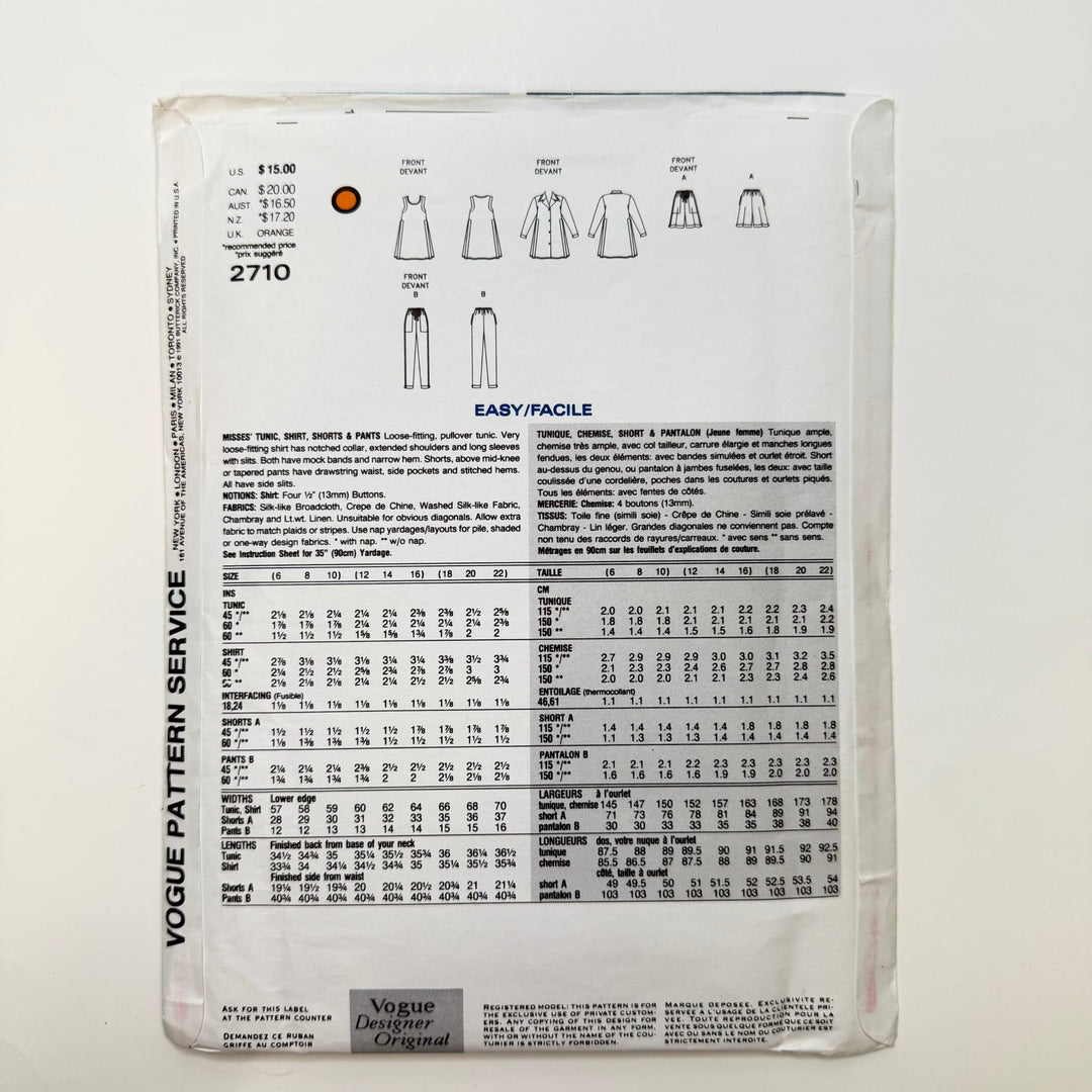 Sewing Pattern - Womenswear - Vogue 2710 - True Deadstock supplies Fabric by private - Sustainable Textile | FABCYCLE