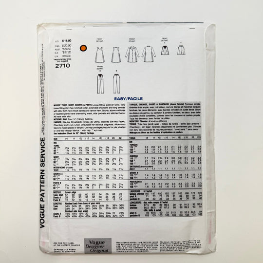 Sewing Pattern - Womenswear - Vogue 2710 - True Deadstock supplies Fabric by private - Sustainable Textile | FABCYCLE