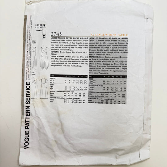 Sewing Pattern - Womenswear - Vogue 2745 - True Deadstock supplies Fabric by private - Sustainable Textile | FABCYCLE