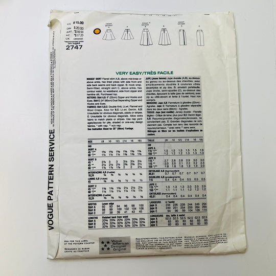 Sewing Pattern - Womenswear - Vogue 2747 - True Deadstock supplies Fabric by private - Sustainable Textile | FABCYCLE