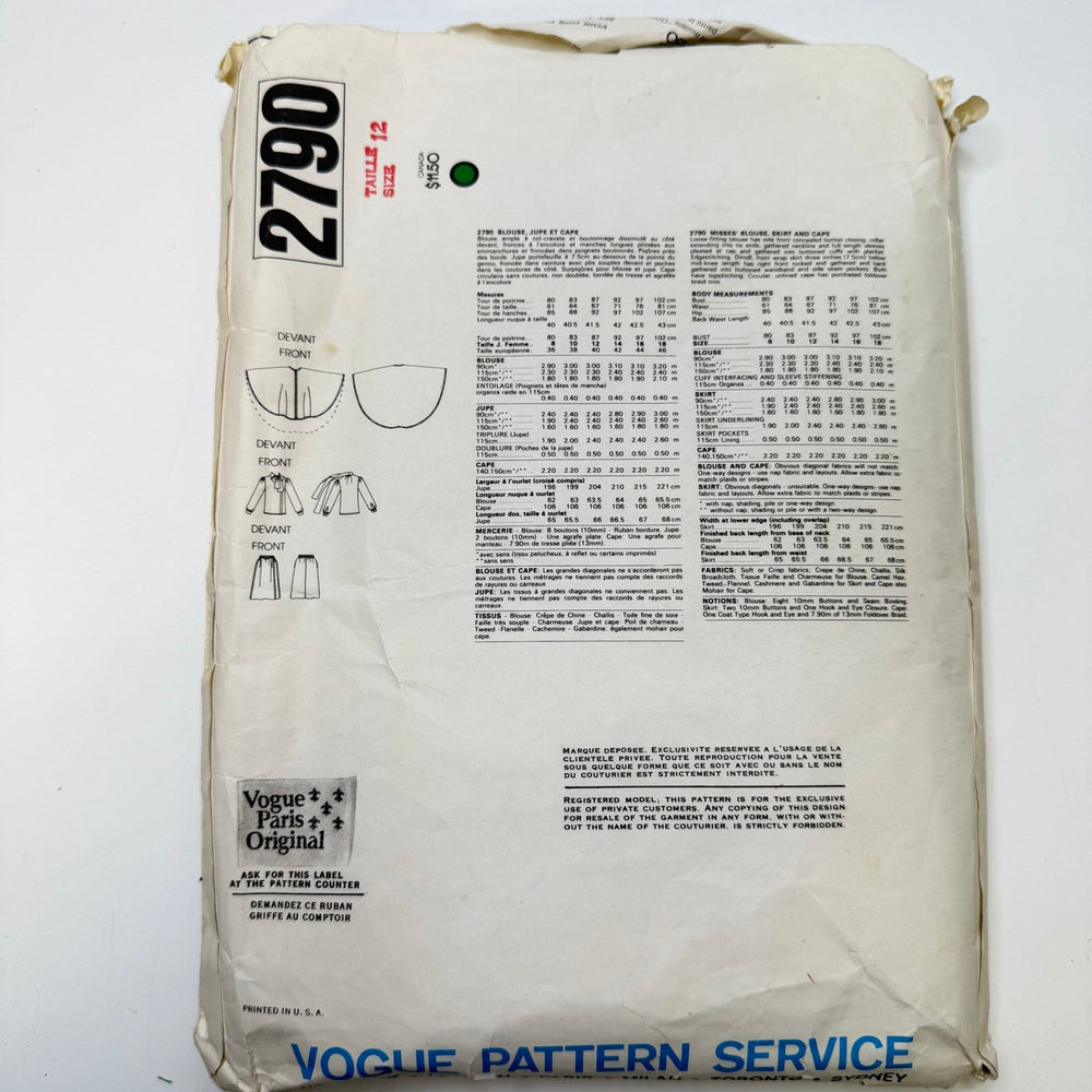 Sewing Pattern - Womenswear - Vogue 2790 - True Deadstock supplies Fabric by private - Sustainable Textile | FABCYCLE