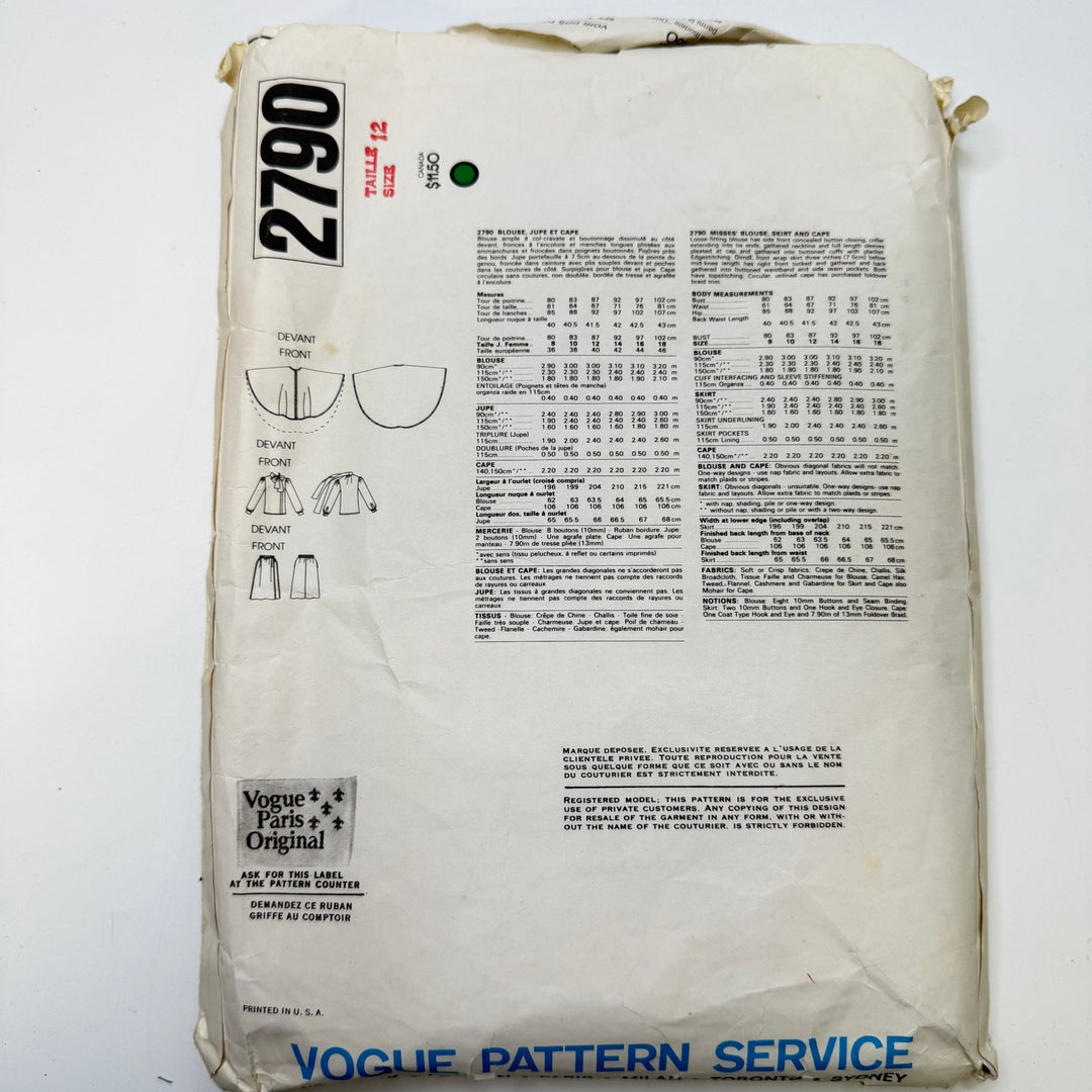 Sewing Pattern - Womenswear - Vogue 2790 - True Deadstock supplies Fabric by private - Sustainable Textile | FABCYCLE
