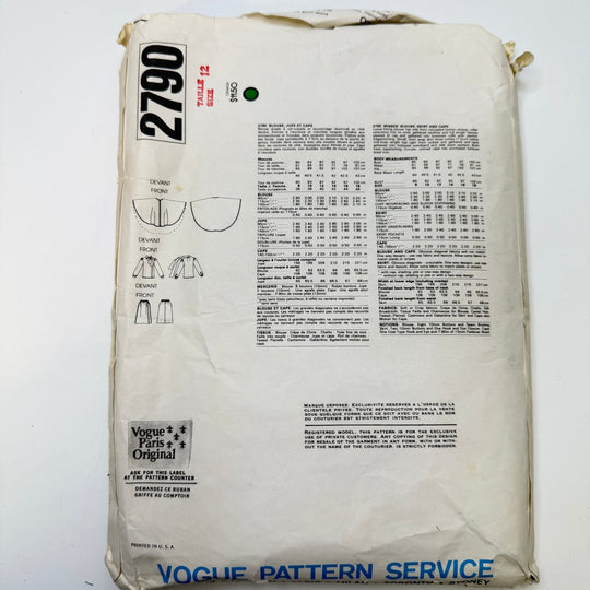 Sewing Pattern - Womenswear - Vogue 2790 - True Deadstock supplies Fabric by private - Sustainable Textile | FABCYCLE