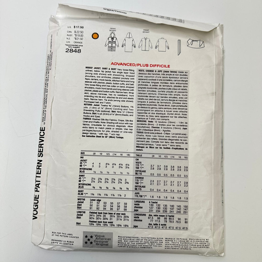 Sewing Pattern - Womenswear - Vogue 2848 - True Deadstock supplies Fabric by private - Sustainable Textile | FABCYCLE