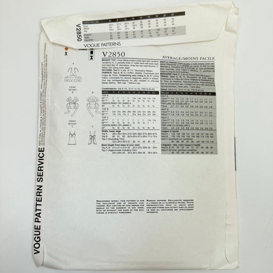 Sewing Pattern - Womenswear - Vogue 2850 - True Deadstock supplies Fabric by private - Sustainable Textile | FABCYCLE