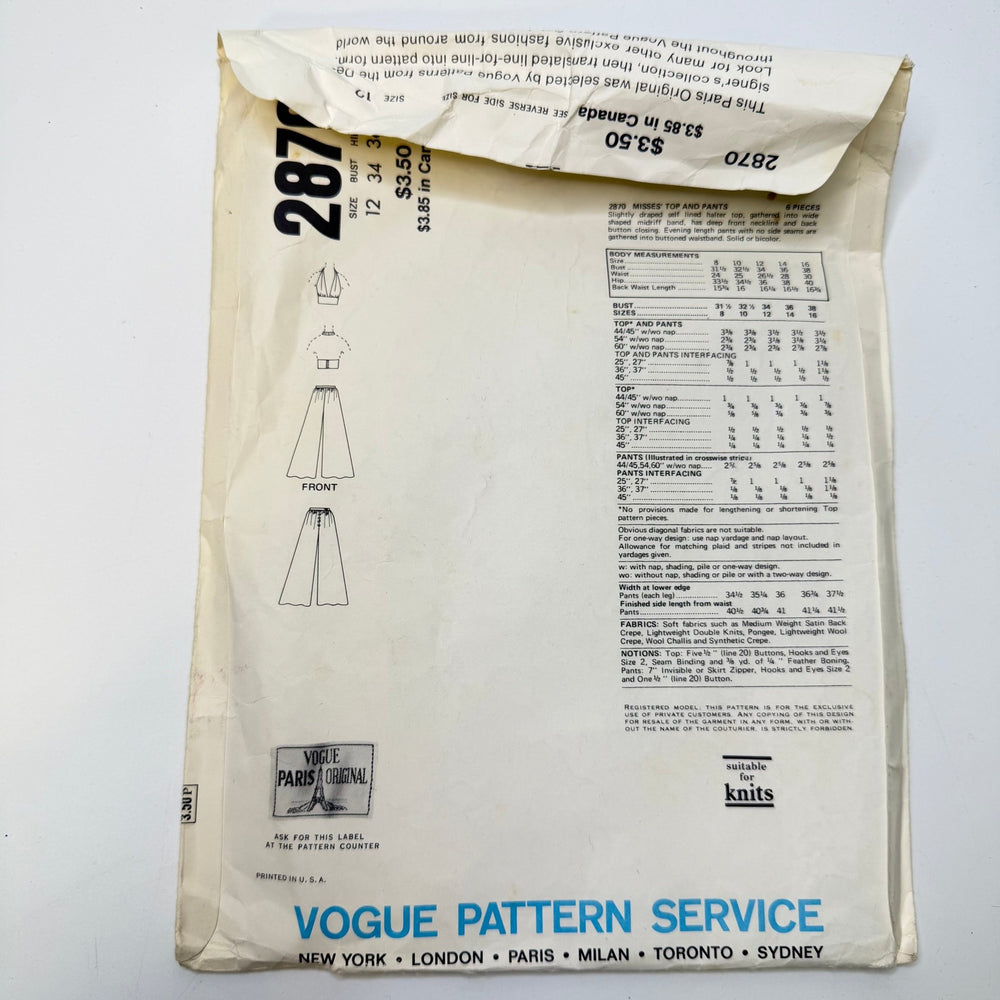 Sewing Pattern - Womenswear - Vogue 2870 - True Deadstock supplies Fabric by private - Sustainable Textile | FABCYCLE