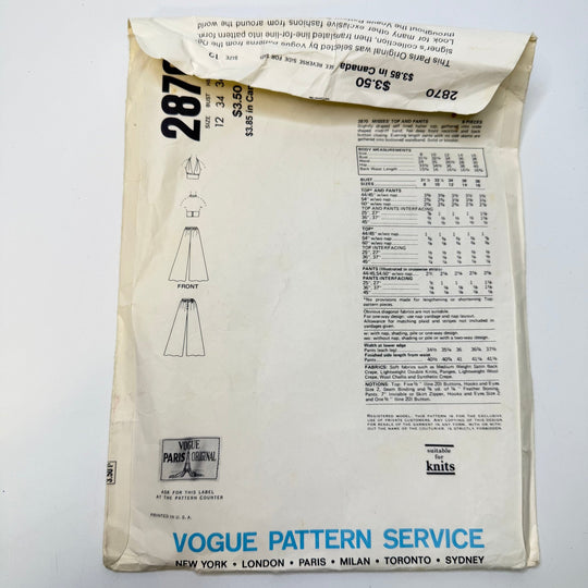 Sewing Pattern - Womenswear - Vogue 2870 - True Deadstock supplies Fabric by private - Sustainable Textile | FABCYCLE