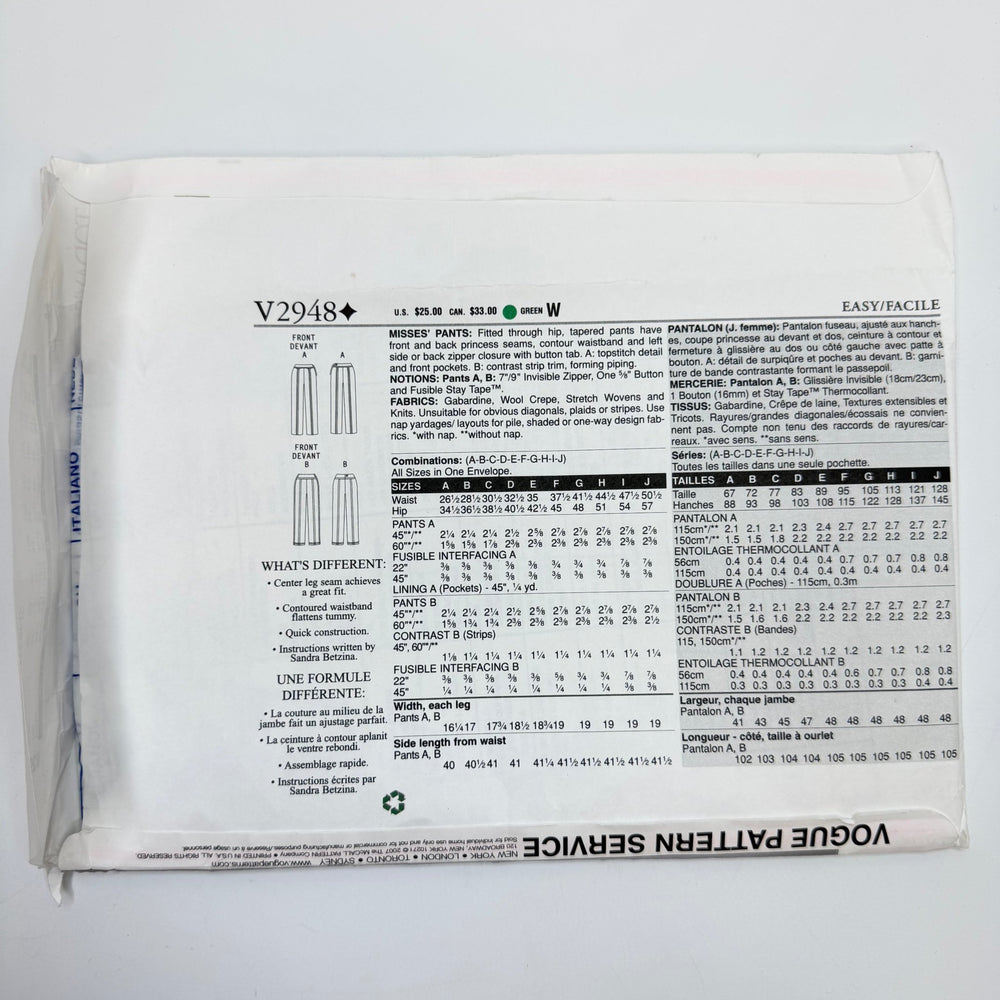 Sewing Pattern - Womenswear - Vogue 2948 - True Deadstock supplies Fabric by private - Sustainable Textile | FABCYCLE