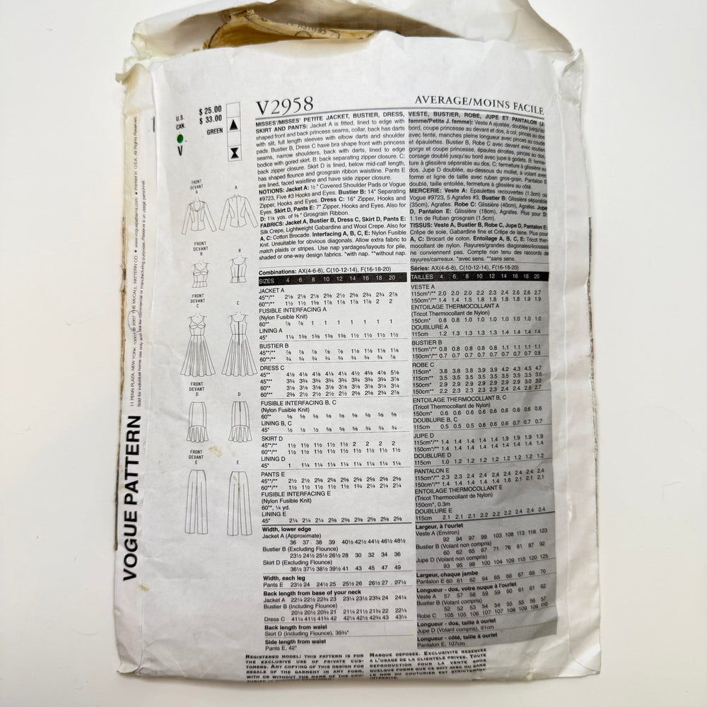 Sewing Pattern - Womenswear - Vogue 2958 - True Deadstock supplies Fabric by private - Sustainable Textile | FABCYCLE
