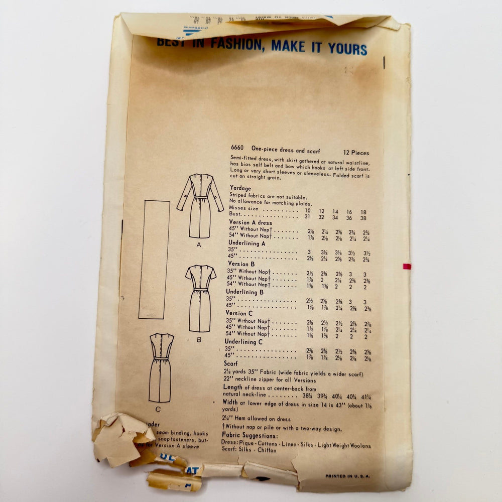 Sewing Pattern - Womenswear - Vogue 6660 - True Deadstock supplies Fabric by private - Sustainable Textile | FABCYCLE