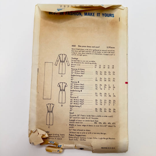 Sewing Pattern - Womenswear - Vogue 6660 - True Deadstock supplies Fabric by private - Sustainable Textile | FABCYCLE