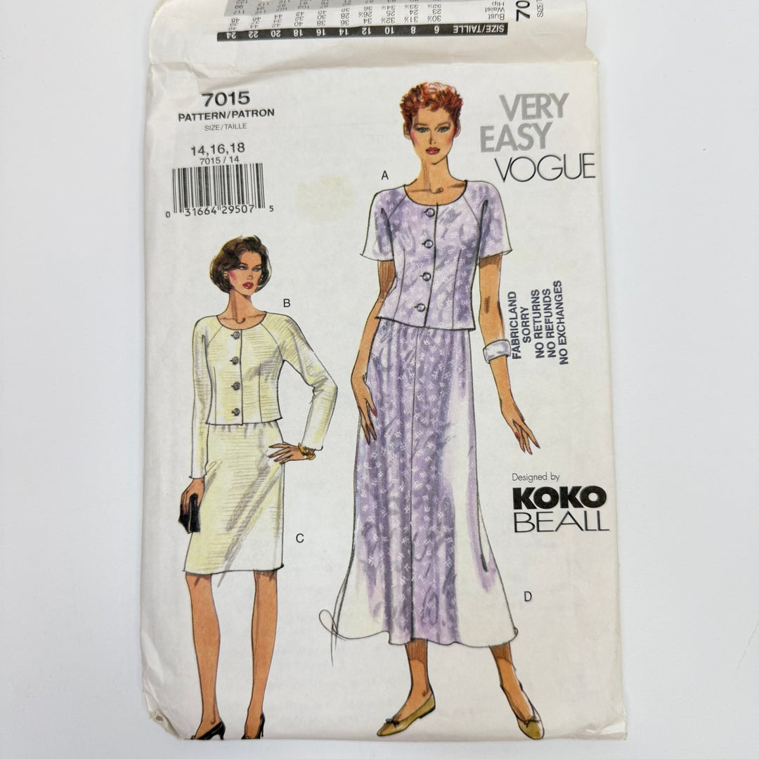 Sewing Pattern - Womenswear - Vogue 7015 - True Deadstock supplies Fabric by private - Sustainable Textile | FABCYCLE