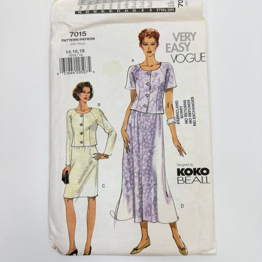 Sewing Pattern - Womenswear - Vogue 7015 - True Deadstock supplies Fabric by private - Sustainable Textile | FABCYCLE