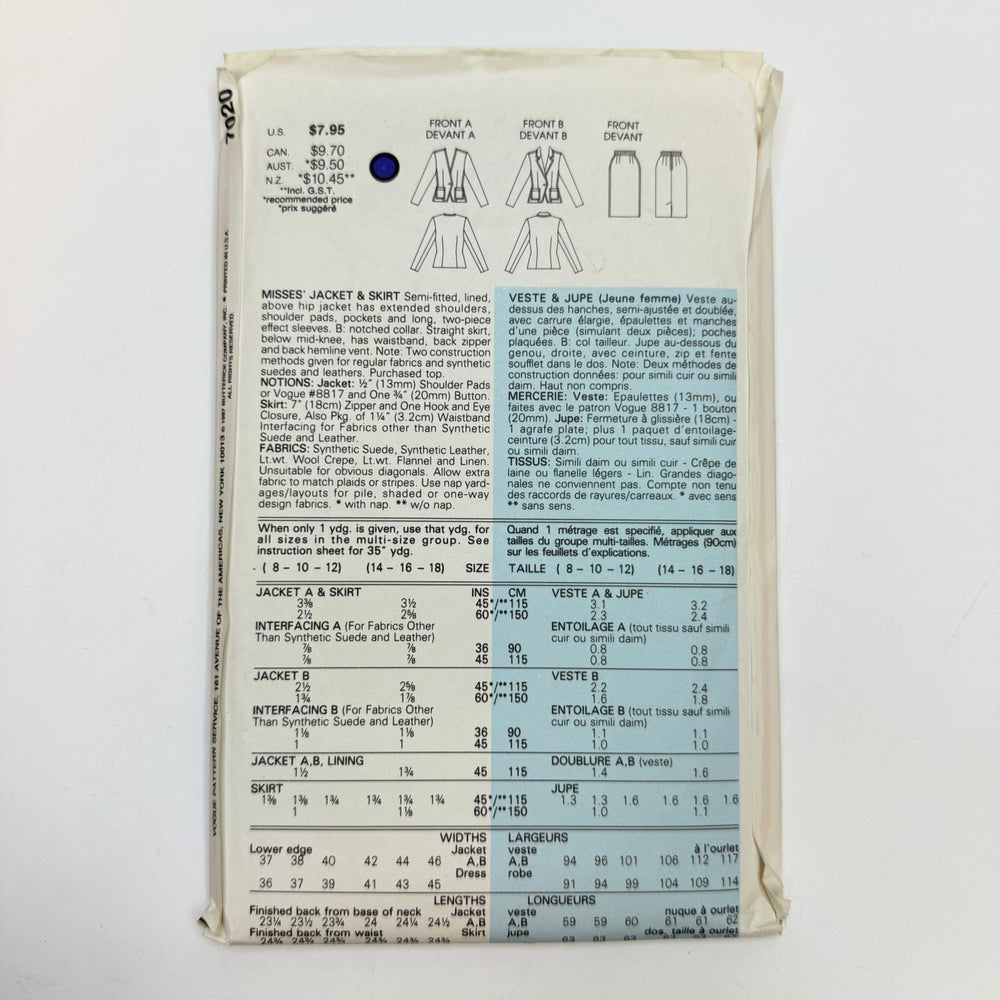 Sewing Pattern - Womenswear - Vogue 7020 - True Deadstock supplies Fabric by private - Sustainable Textile | FABCYCLE
