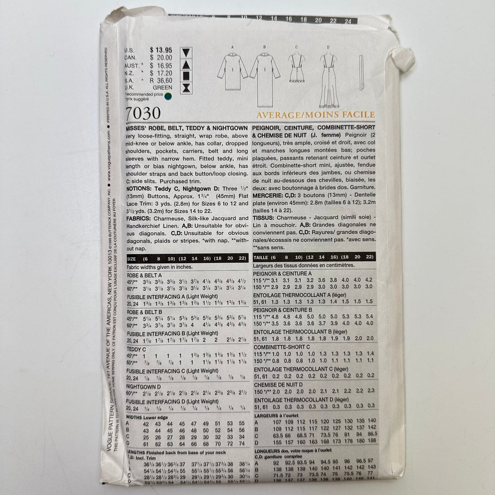 Sewing Pattern - Womenswear - Vogue 7030 - True Deadstock supplies Fabric by private - Sustainable Textile | FABCYCLE