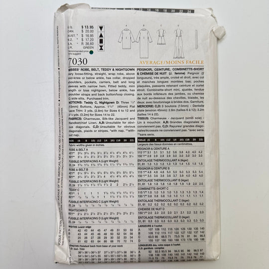 Sewing Pattern - Womenswear - Vogue 7030 - True Deadstock supplies Fabric by private - Sustainable Textile | FABCYCLE
