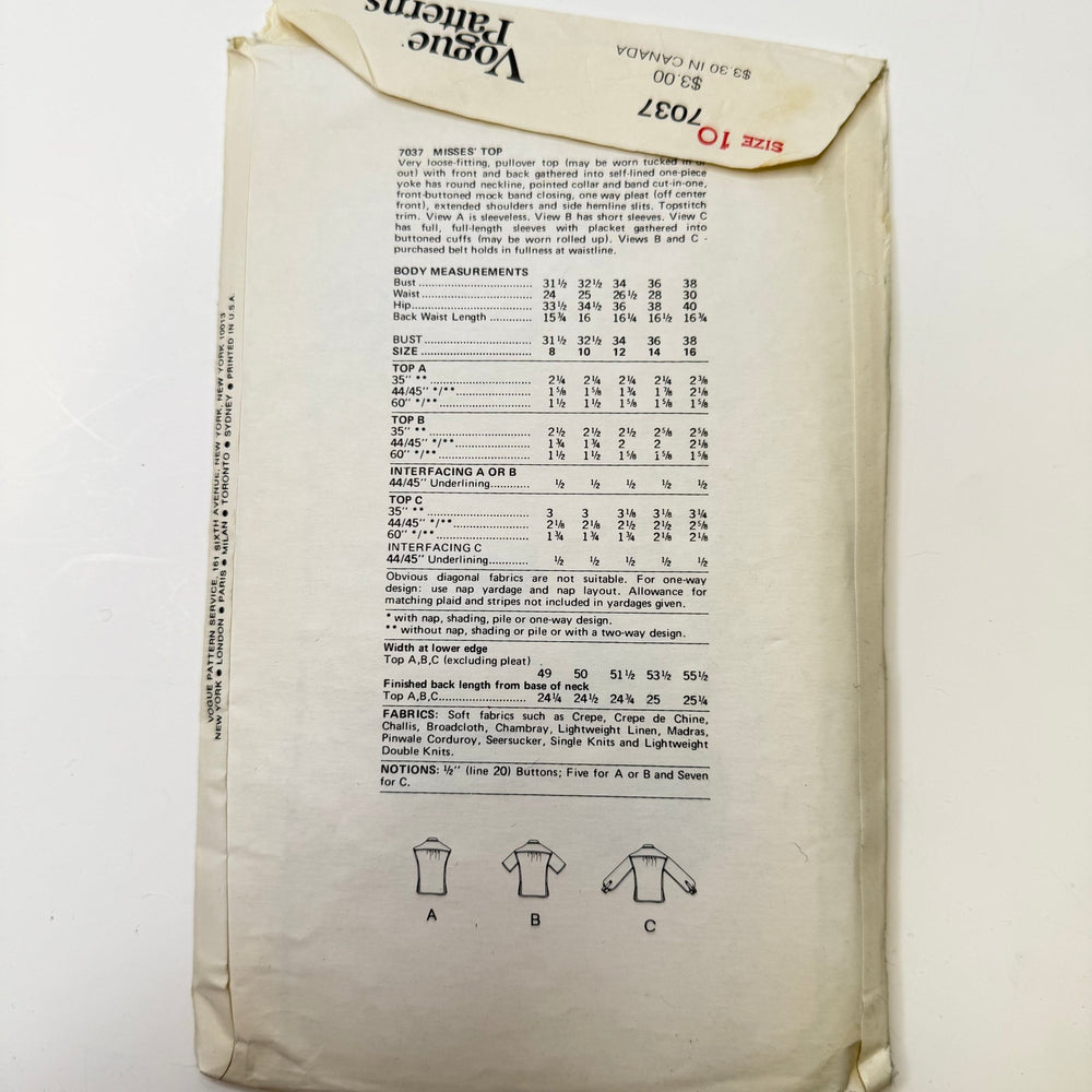 Sewing Pattern - Womenswear - Vogue 7037 - True Deadstock supplies Fabric by private - Sustainable Textile | FABCYCLE