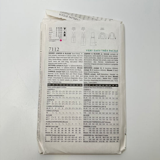 Sewing Pattern - Womenswear - Vogue 7112 - True Deadstock supplies Fabric by private - Sustainable Textile | FABCYCLE