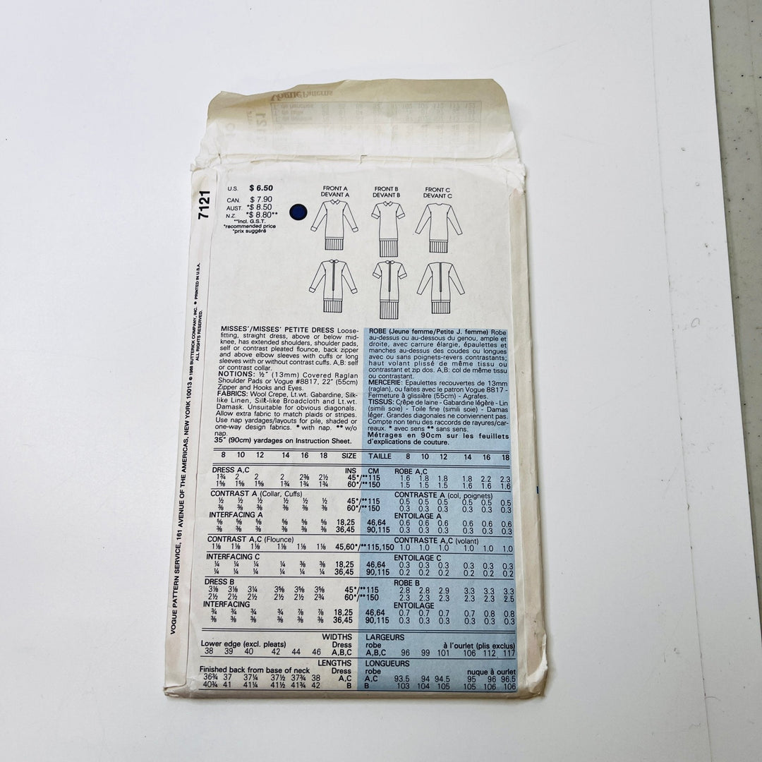 Sewing Pattern - Womenswear - Vogue 7121 - True Deadstock supplies Fabric by private - Sustainable Textile | FABCYCLE