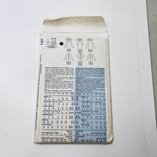 Sewing Pattern - Womenswear - Vogue 7121 - True Deadstock supplies Fabric by private - Sustainable Textile | FABCYCLE
