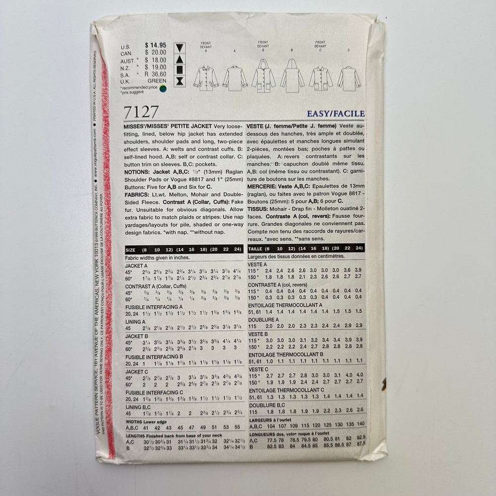 Sewing Pattern - Womenswear - Vogue 7127 - True Deadstock supplies Fabric by private - Sustainable Textile | FABCYCLE