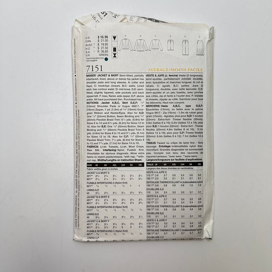 Sewing Pattern - Womenswear - Vogue 7151 - True Deadstock supplies Fabric by private - Sustainable Textile | FABCYCLE
