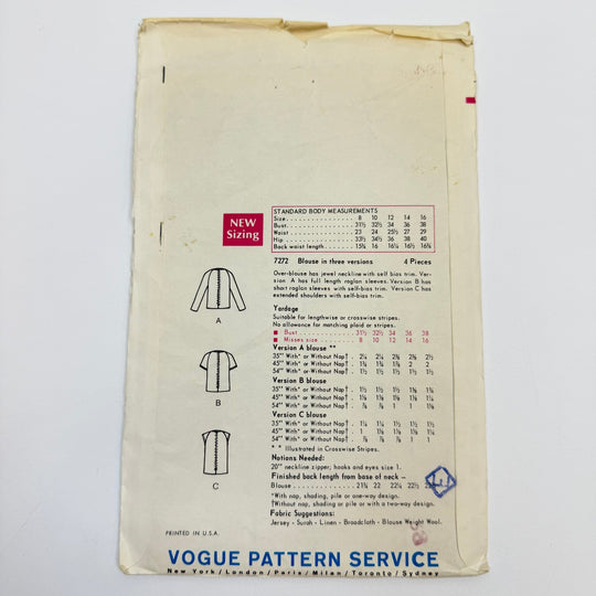 Sewing Pattern - Womenswear - Vogue 7272 - True Deadstock supplies Fabric by private - Sustainable Textile | FABCYCLE