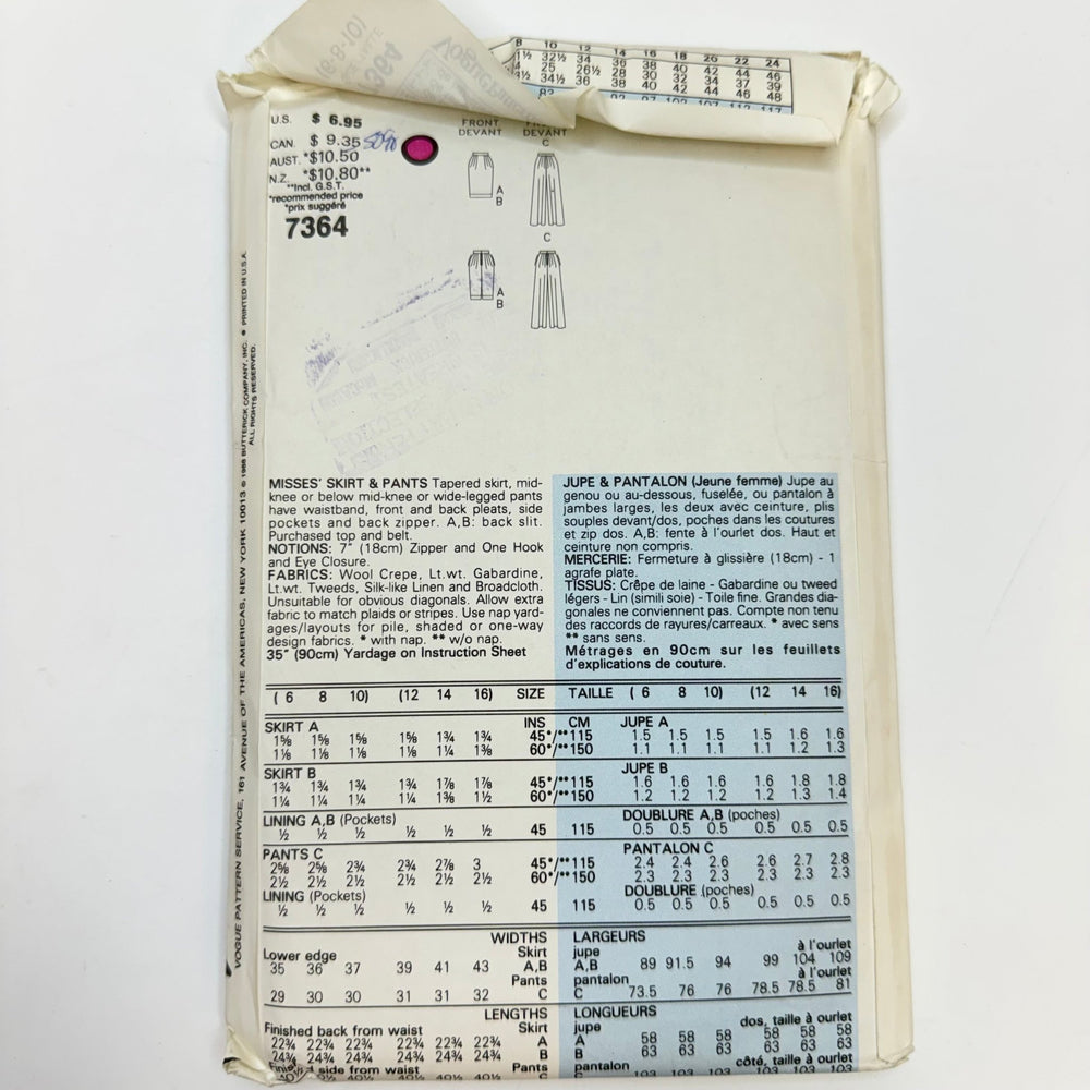 Sewing Pattern - Womenswear - Vogue 7364 - True Deadstock supplies Fabric by private - Sustainable Textile | FABCYCLE