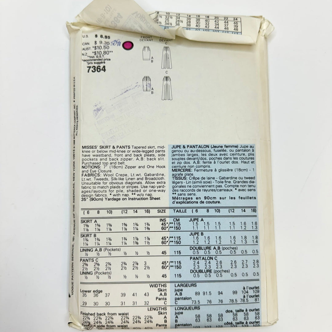 Sewing Pattern - Womenswear - Vogue 7364 - True Deadstock supplies Fabric by private - Sustainable Textile | FABCYCLE