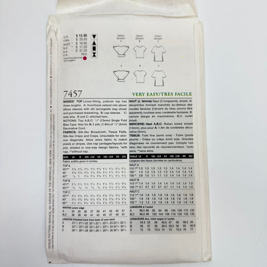 Sewing Pattern - Womenswear - Vogue 7457 - True Deadstock supplies Fabric by private - Sustainable Textile | FABCYCLE