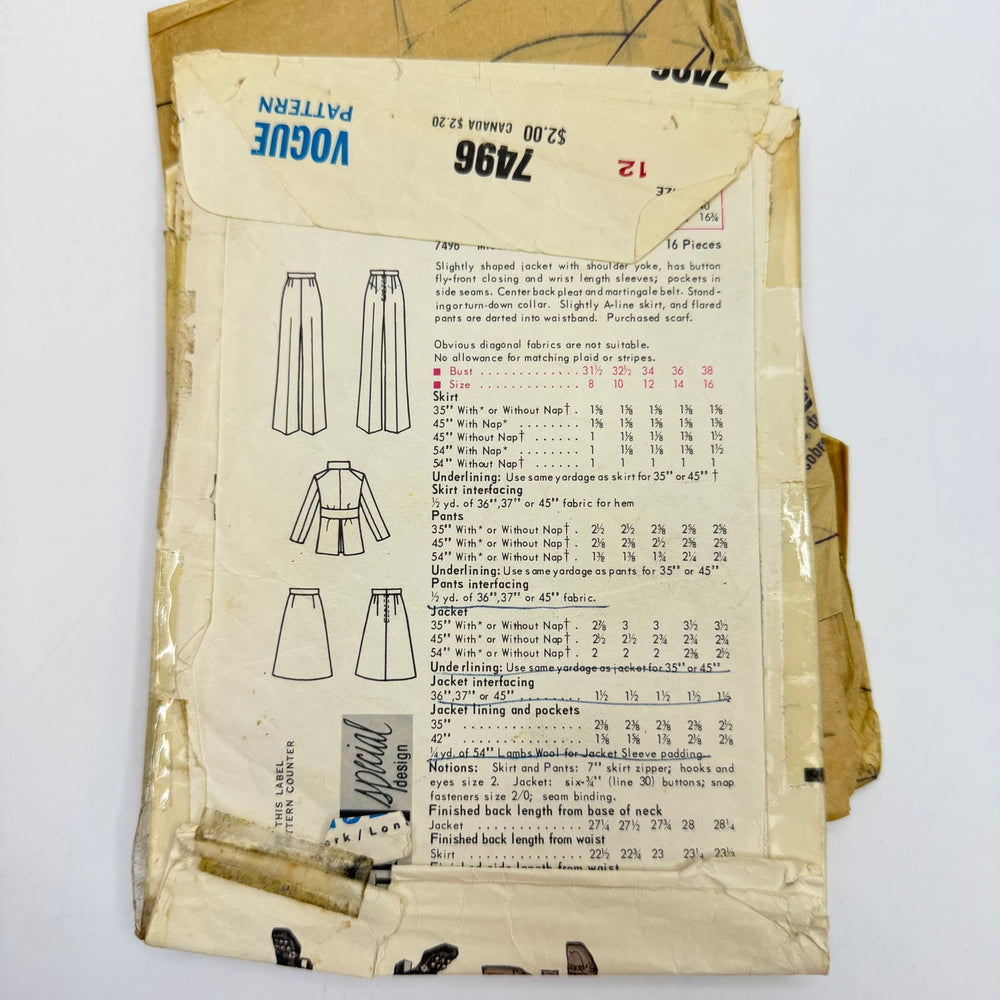 Sewing Pattern - Womenswear - Vogue 7490 - True Deadstock supplies Fabric by private - Sustainable Textile | FABCYCLE