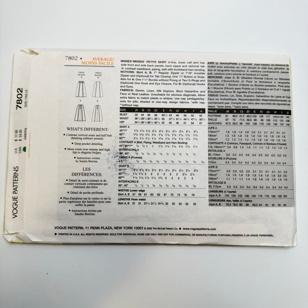 Sewing Pattern - Womenswear - Vogue 7802 - True Deadstock supplies Fabric by private - Sustainable Textile | FABCYCLE