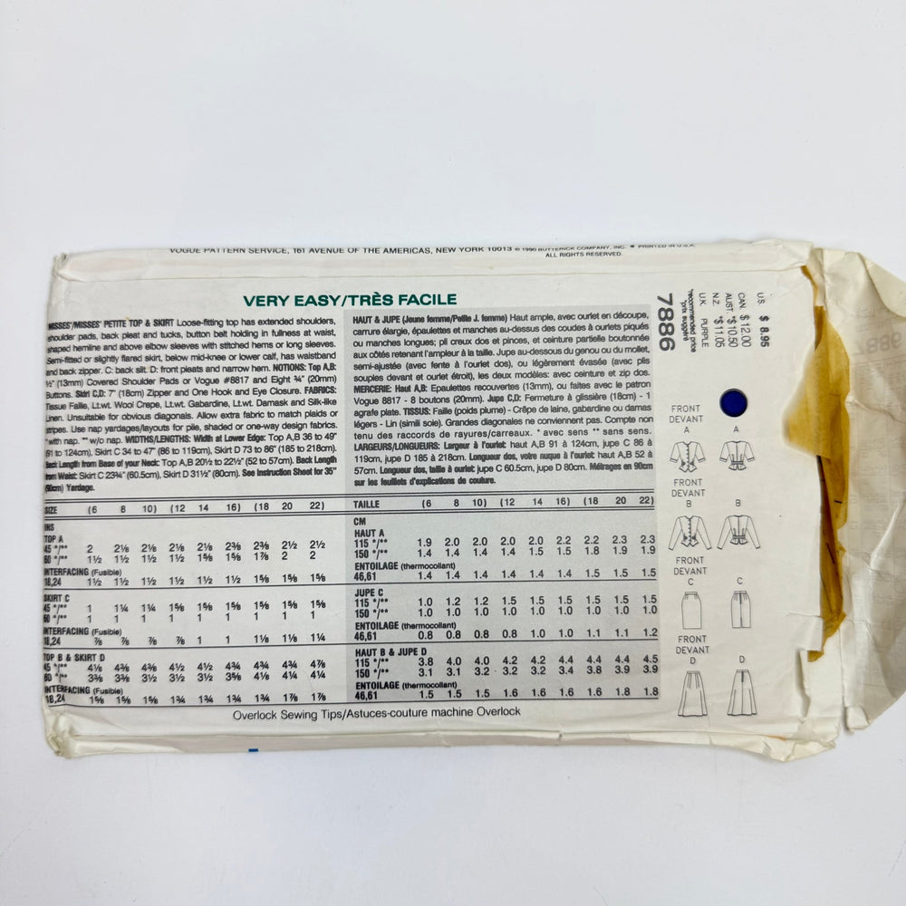 Sewing Pattern - Womenswear - Vogue 7886 - True Deadstock supplies Fabric by private - Sustainable Textile | FABCYCLE