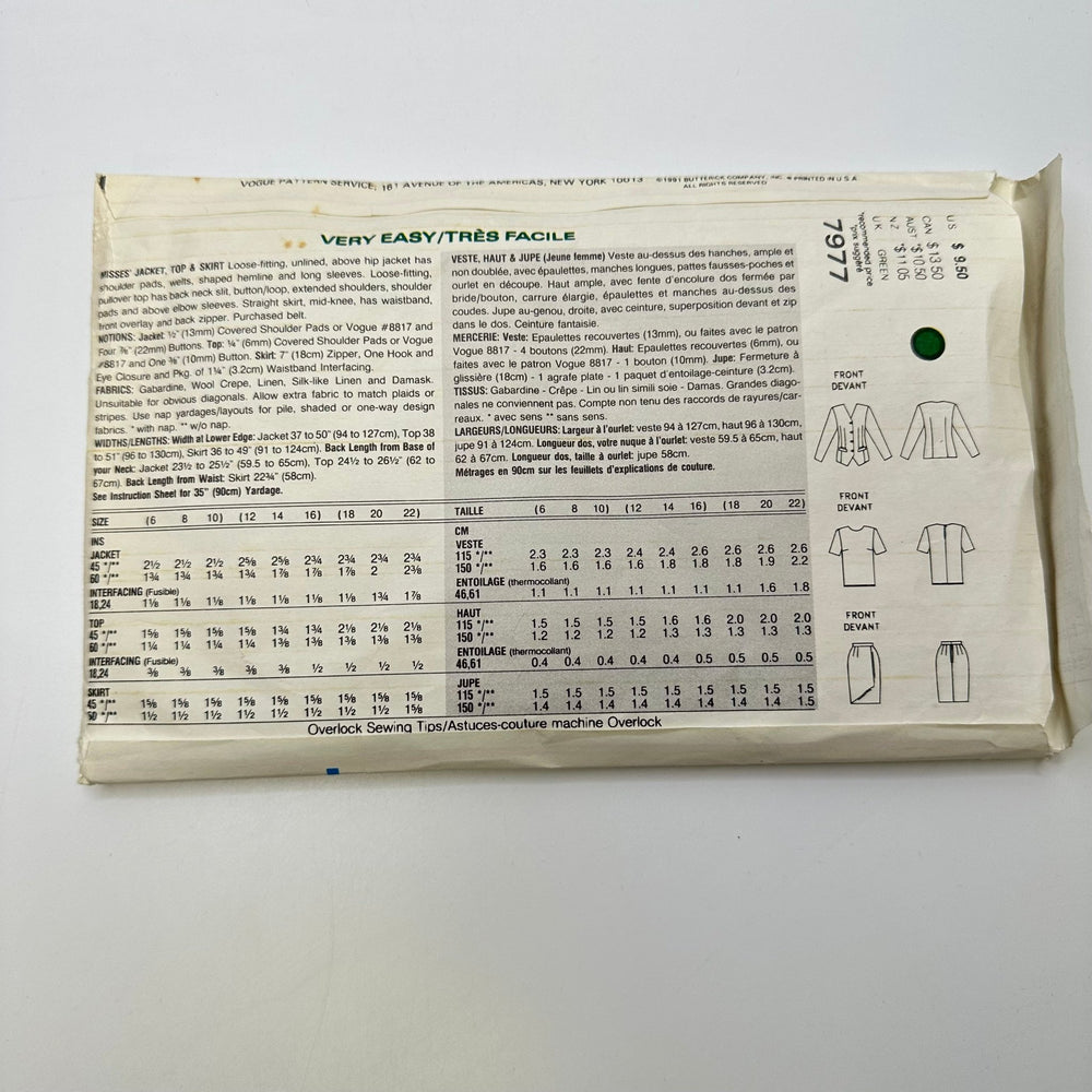 Sewing Pattern - Womenswear - Vogue 7977 - True Deadstock supplies Fabric by private - Sustainable Textile | FABCYCLE