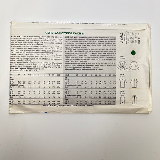 Sewing Pattern - Womenswear - Vogue 7977 - True Deadstock supplies Fabric by private - Sustainable Textile | FABCYCLE