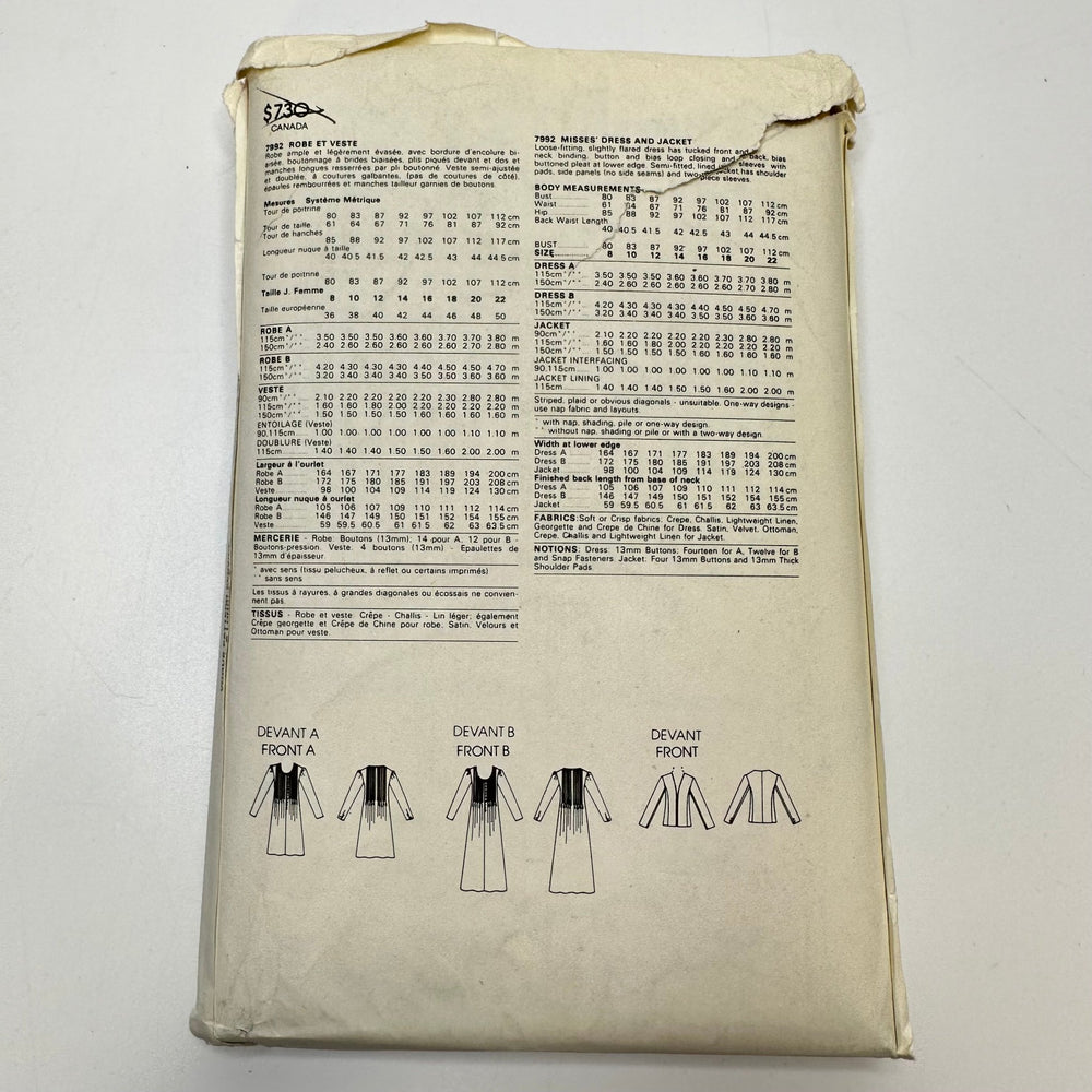 Sewing Pattern - Womenswear - Vogue 7992 - True Deadstock supplies Fabric by private - Sustainable Textile | FABCYCLE