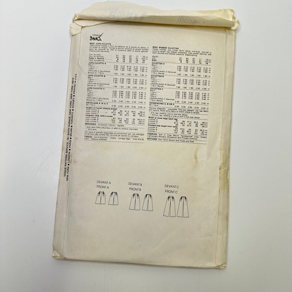 Sewing Pattern - Womenswear - Vogue 8020 - True Deadstock supplies Fabric by private - Sustainable Textile | FABCYCLE