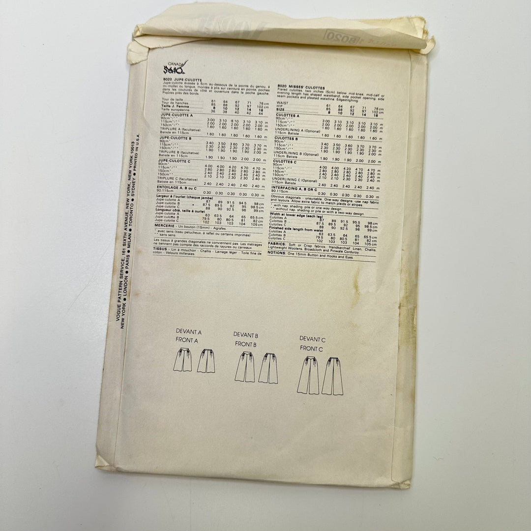 Sewing Pattern - Womenswear - Vogue 8020 - True Deadstock supplies Fabric by private - Sustainable Textile | FABCYCLE