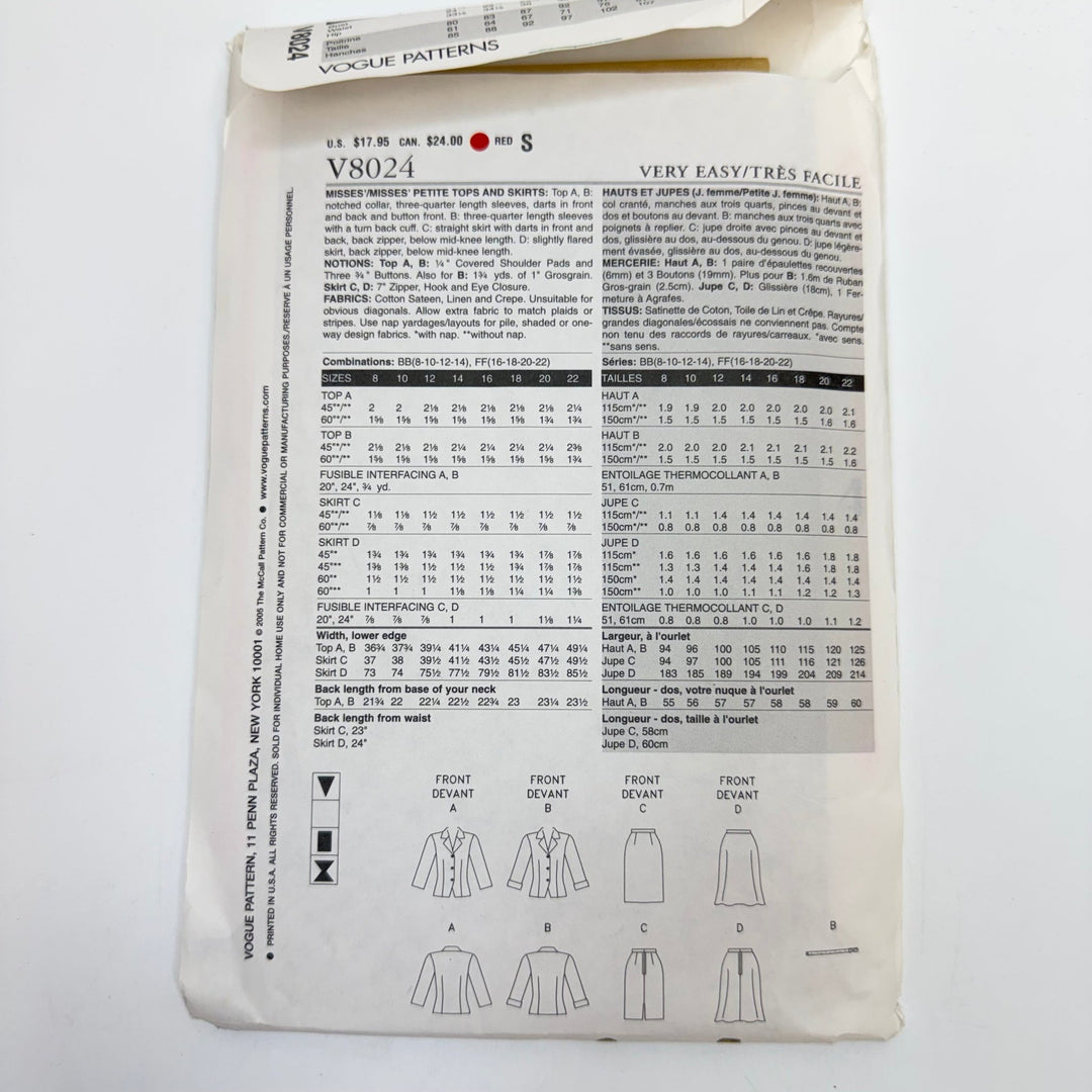 Sewing Pattern - Womenswear - Vogue 8024 - True Deadstock supplies Fabric by private - Sustainable Textile | FABCYCLE
