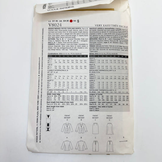 Sewing Pattern - Womenswear - Vogue 8024 - True Deadstock supplies Fabric by private - Sustainable Textile | FABCYCLE