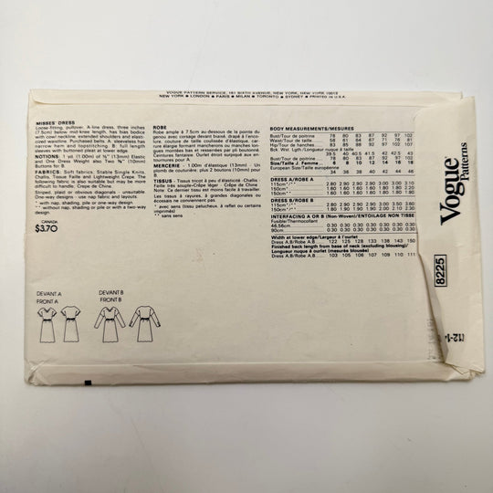 Sewing Pattern - Womenswear - Vogue 8225 - True Deadstock supplies Fabric by private - Sustainable Textile | FABCYCLE