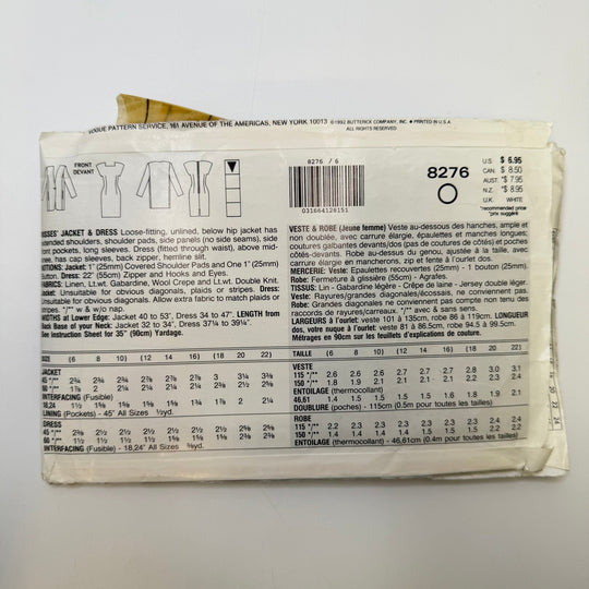 Sewing Pattern - Womenswear - Vogue 8276 - True Deadstock supplies Fabric by private - Sustainable Textile | FABCYCLE