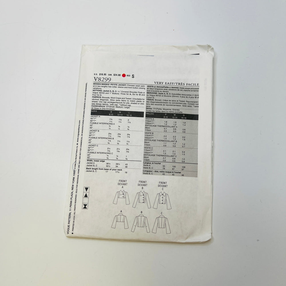 Sewing Pattern - Womenswear - Vogue 8299 - True Deadstock supplies Fabric by private - Sustainable Textile | FABCYCLE