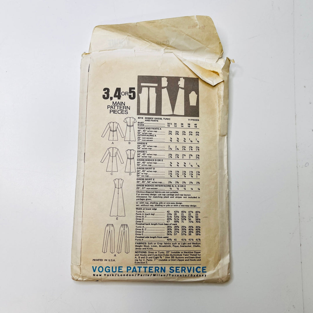 Sewing Pattern - Womenswear - Vogue 8318 - True Deadstock supplies Fabric by private - Sustainable Textile | FABCYCLE