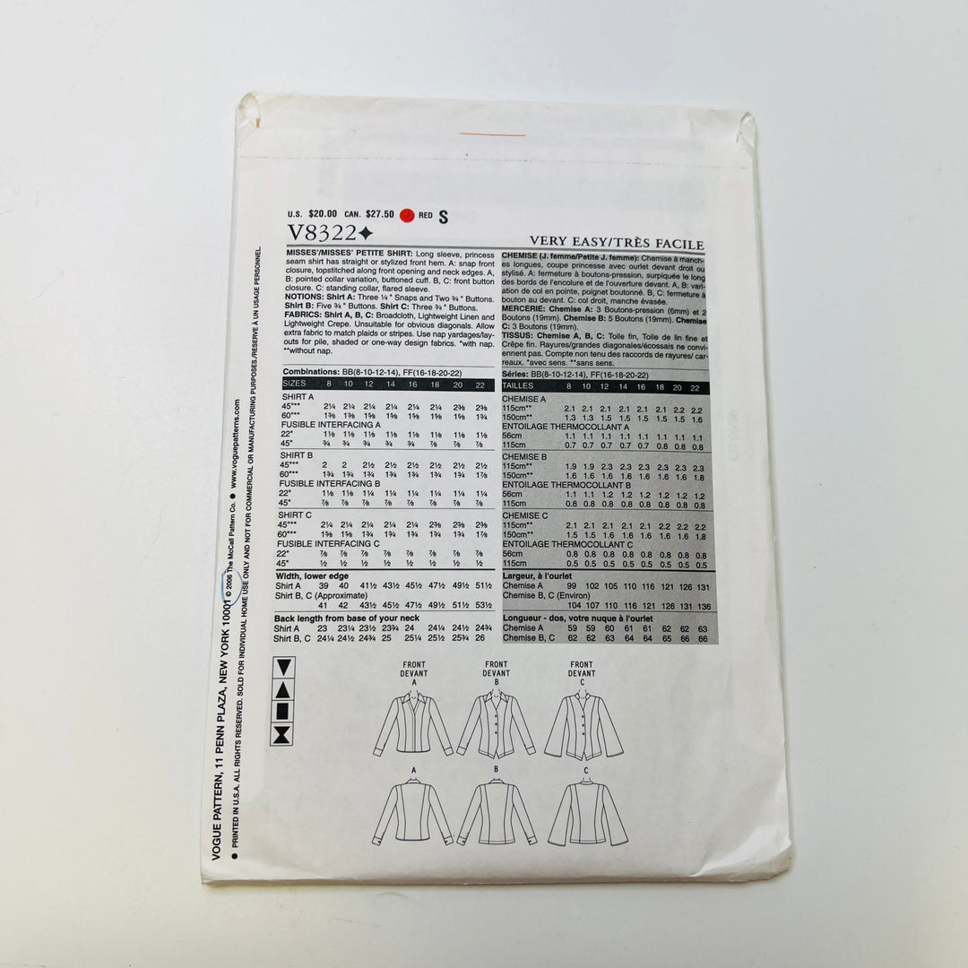 Sewing Pattern - Womenswear - Vogue 8322 - True Deadstock supplies Fabric by private - Sustainable Textile | FABCYCLE