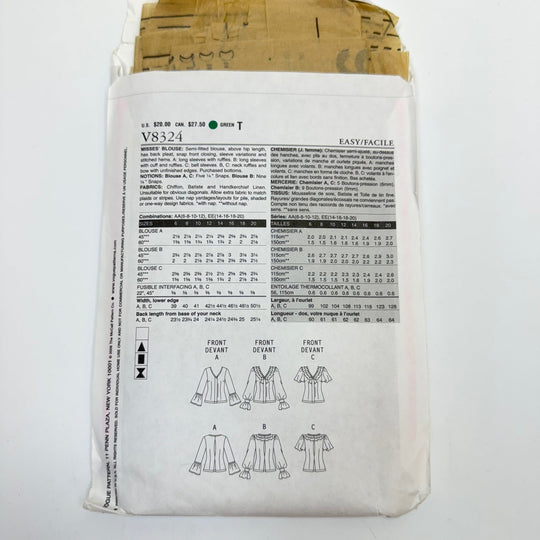 Sewing Pattern - Womenswear - Vogue 8324 - True Deadstock supplies Fabric by private - Sustainable Textile | FABCYCLE