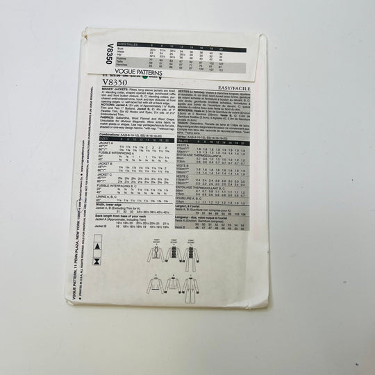 Sewing Pattern - Womenswear - Vogue 8350 - True Deadstock supplies Fabric by private - Sustainable Textile | FABCYCLE