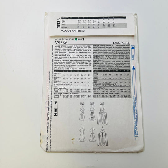 Sewing Pattern - Womenswear - Vogue 8386 - True Deadstock supplies Fabric by private - Sustainable Textile | FABCYCLE