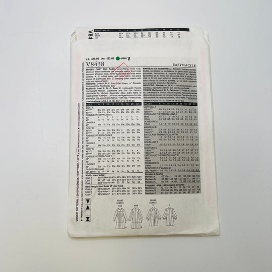 Sewing Pattern - Womenswear - Vogue 8438 - True Deadstock supplies Fabric by private - Sustainable Textile | FABCYCLE