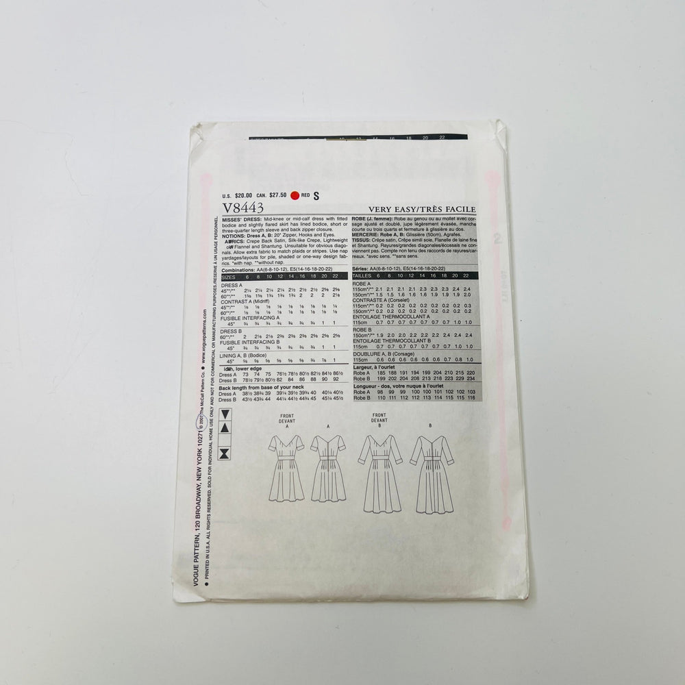 Sewing Pattern - Womenswear - Vogue 8443 - True Deadstock supplies Fabric by private - Sustainable Textile | FABCYCLE